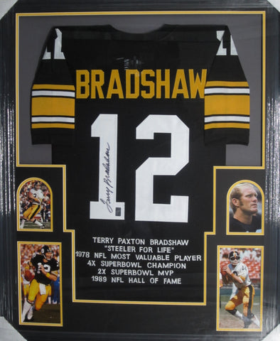 Pittsburgh Steelers Terry Bradshaw SIGNED Framed Matted Jersey WITH COA