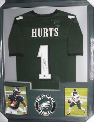 Philadelphia Eagles Jalen Hurts SIGNED Framed Matted Jersey BECKETT COA