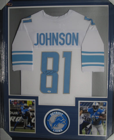 Detroit Lions Calvin Johnson SIGNED Framed Matted Jersey WITH COA