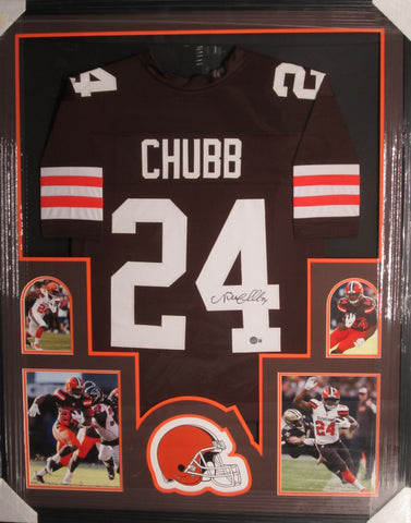 Cleveland Browns Nick Chubb SIGNED Framed Matted Jersey BECKETT COA