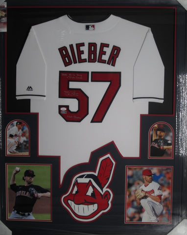 Cleveland Indians Shane Bieber SIGNED Framed Matted Jersey JSA COA