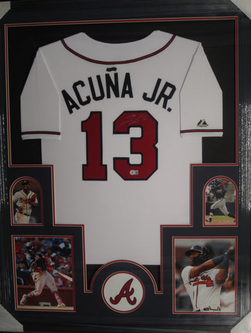 Atlanta Braves Ronald Acuna Jr. SIGNED Framed Matted Jersey BECKETT COA