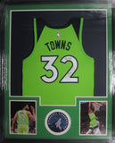 Minnesota Timberwolves Karl-Anthony Towns SIGNED Framed Matted Jersey JSA COA