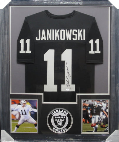 Oakland Raiders Sebastian Janikowski SIGNED Framed Matted Jersey JSA COA