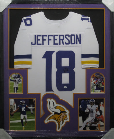 Minnesota Vikings Justin Jefferson SIGNED Framed Matted Jersey JSA COA