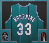 Charlotte Hornets Alonzo Mourning SIGNED Framed Matted Jersey JSA COA