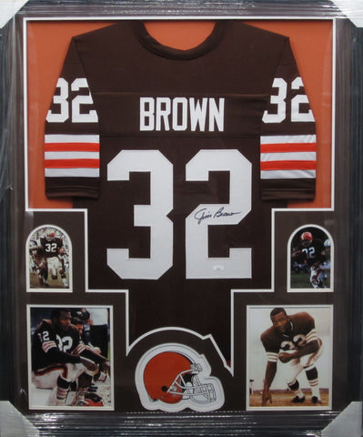 Cleveland Browns Jim Brown SIGNED Framed Matted Jersey JSA COA