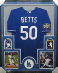 Los Angeles Dodgers Mookie Betts SIGNED Framed Matted Jersey FANATICS COA