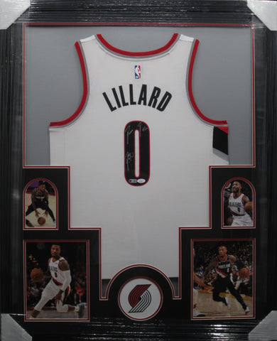 Portland Trail Blazers Damian Lillard SIGNED Framed Matted Jersey JSA COA