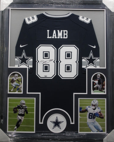 Dallas Cowboys CeeDee Lamb SIGNED Framed Matted Jersey FANATICS COA