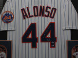 New York Mets Pete Alonso SIGNED Framed Matted Jersey FANATICS COA