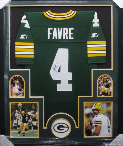 Green Bay Packers Brett Favre SIGNED Framed Matted Jersey WITH COA