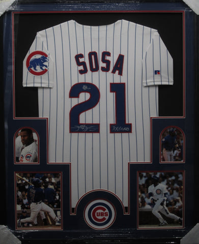 Chicago Cubs Sammy Sosa SIGNED Framed Matted Jersey WITH COA