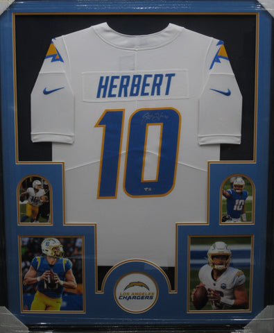 Los Angeles Chargers Justin Herbert SIGNED Framed Matted Jersey FANATICS COA