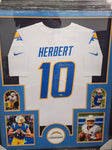 Justin Herbert Signed Framed Matted L.A. Chargers Jersey Fanatics COA