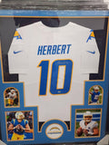 Justin Herbert Signed Framed Matted L.A. Chargers Jersey Fanatics COA