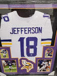 Justin Jefferson Signed Framed Matted Minnesota Vikings Jersey JSA COA