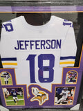 Justin Jefferson Signed Framed Matted Minnesota Vikings Jersey JSA COA