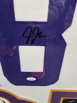 Justin Jefferson Signed Framed Matted Minnesota Vikings Jersey JSA COA