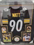 T.J. Watt Signed Framed Matted Pittsburgh Steelers Jersey Beckett COA