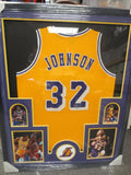 Magic Johnson LA Lakers Signed Framed Matted Jersey Beckett COA