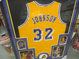 Magic Johnson LA Lakers Signed Framed Matted Jersey Beckett COA