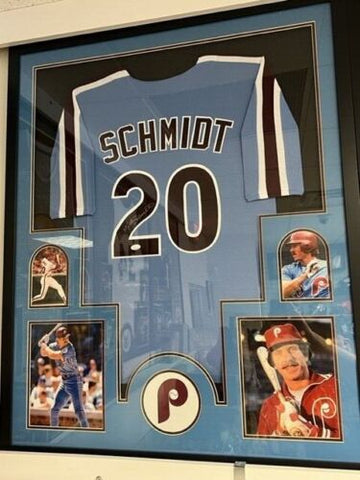 Mike Schmidt Signed Framed Matted Phillies Jersey JSA COA