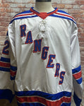 Stephane Matteau New York Rangers Signed White Jersey w/ "94 SC Champs" inscrip JSA COA