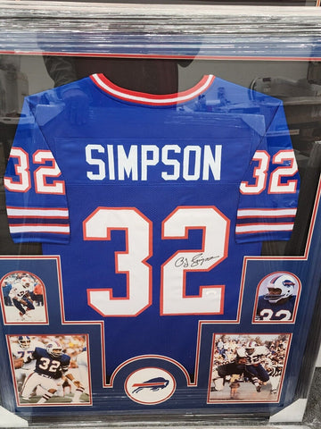 O.J. Simpson Signed Framed Matted Buffalo Bills Jersey JSA COA