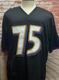 Jonathan Ogden Baltimore Ravens Signed Black Jersey w/ "HOF 13" Inscription JSA COA