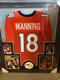 Peyton Manning Signed Framed Matted Denver Broncos Jersey FSG COA