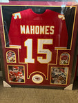 Patrick Mahomes Signed Framed Matted Kansas City Chiefs Jersey Beckett COA