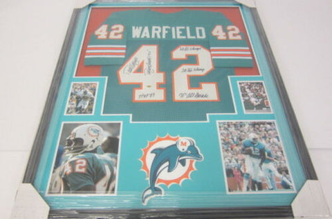 Paul Warfield Miami Dolphins signed framed football jersey inscriptions CAS COA