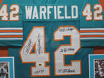 PAUL WARFIELD Signed Inscriptions Miami Dolphins Jersey Framed w/ Photos CAS CoA