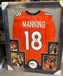 Peyton Manning Signed Framed Matted Denver Broncos Jersey FSG COA