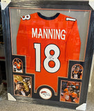 Peyton Manning Signed Framed Matted Denver Broncos Jersey FSG COA