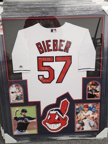 Shane Bieber Cleveland Indians Signed Framed Matted Authentic Jersey JSA COA