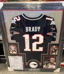 Tom Brady Signed Framed Matted New England Patriots Jersey Fanatics COA