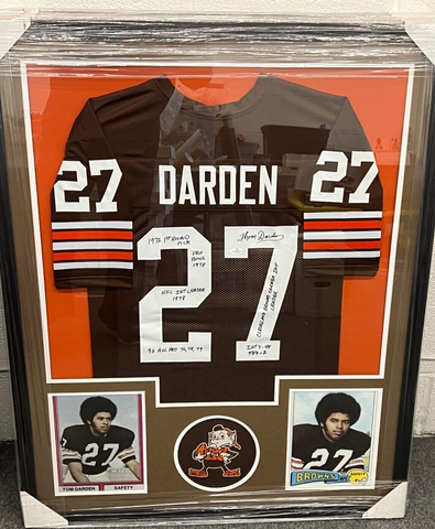 Thom Darden Signed Framed Matted Cleveland Browns Jersey COA