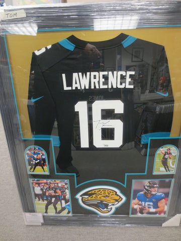 Trevor Lawrence Signed Framed Matted Jacksonville Jaguars Jersey Fanatics COA