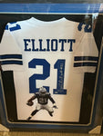 Zeke Elliott Signed Framed Matted Dallas Cowboys Jersey Beckett COA