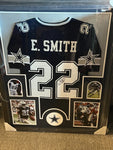 Emmitt Smith Signed Framed Matted Dallas Cowboys Jersey JSA COA