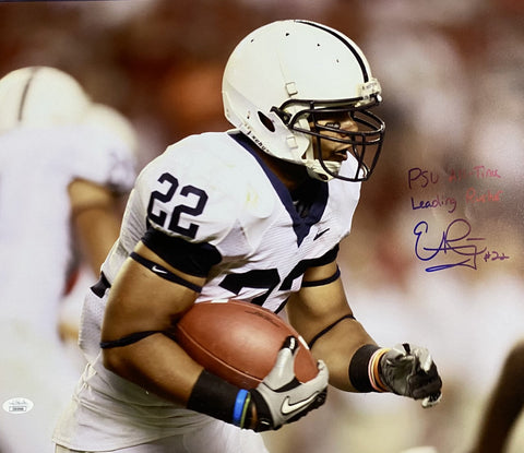 Evan Royster Penn State Nittany Lions Signed 16x20 All Time Rushing Inscr With JSA COA